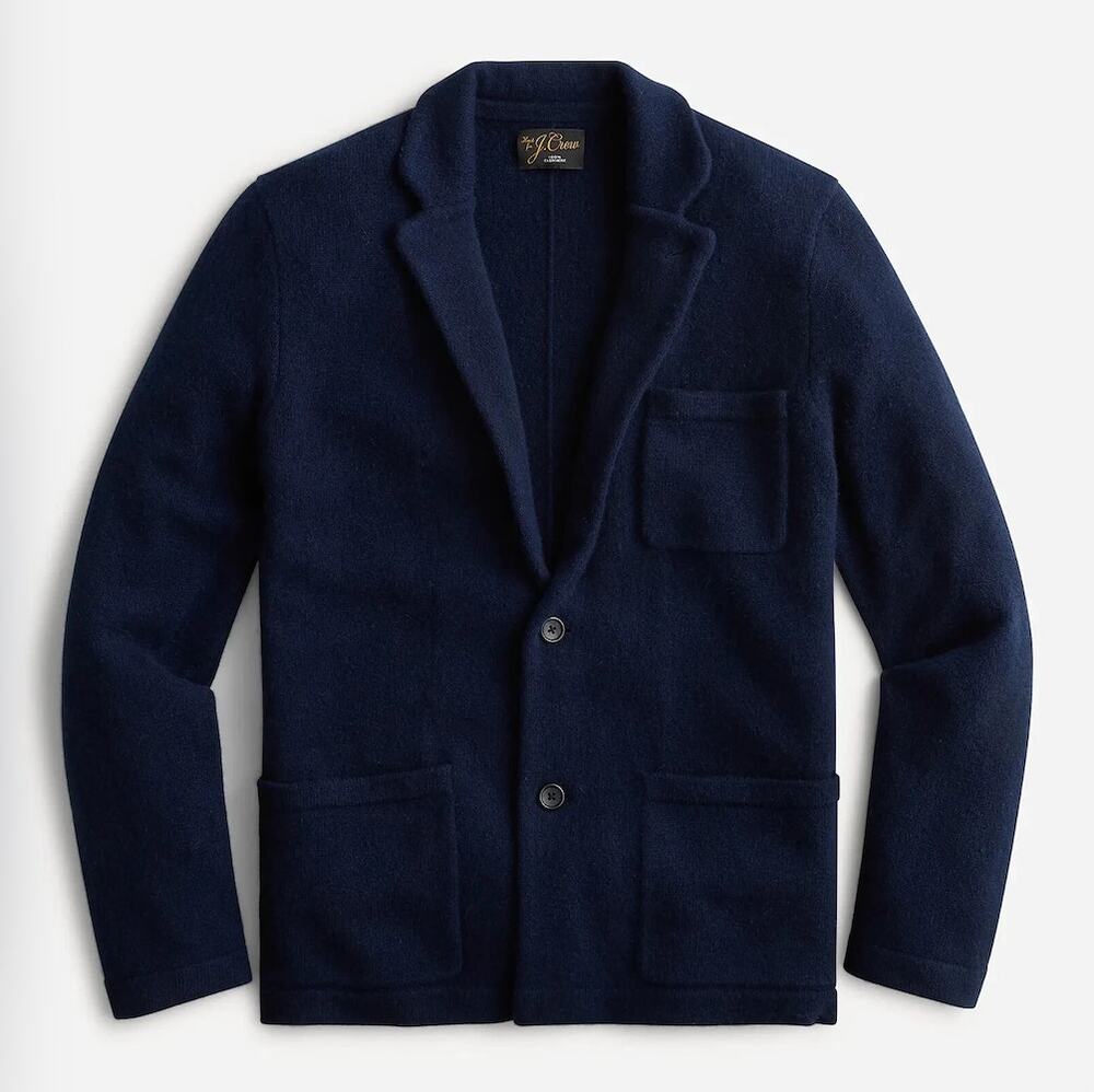 J. Crew Men's 100% Cashmere Sweater Blazer Navy Blue
